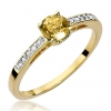 Zaręczynowy pierścionek z Cytrynem 0,50ct i brylantami ze złota próby 585